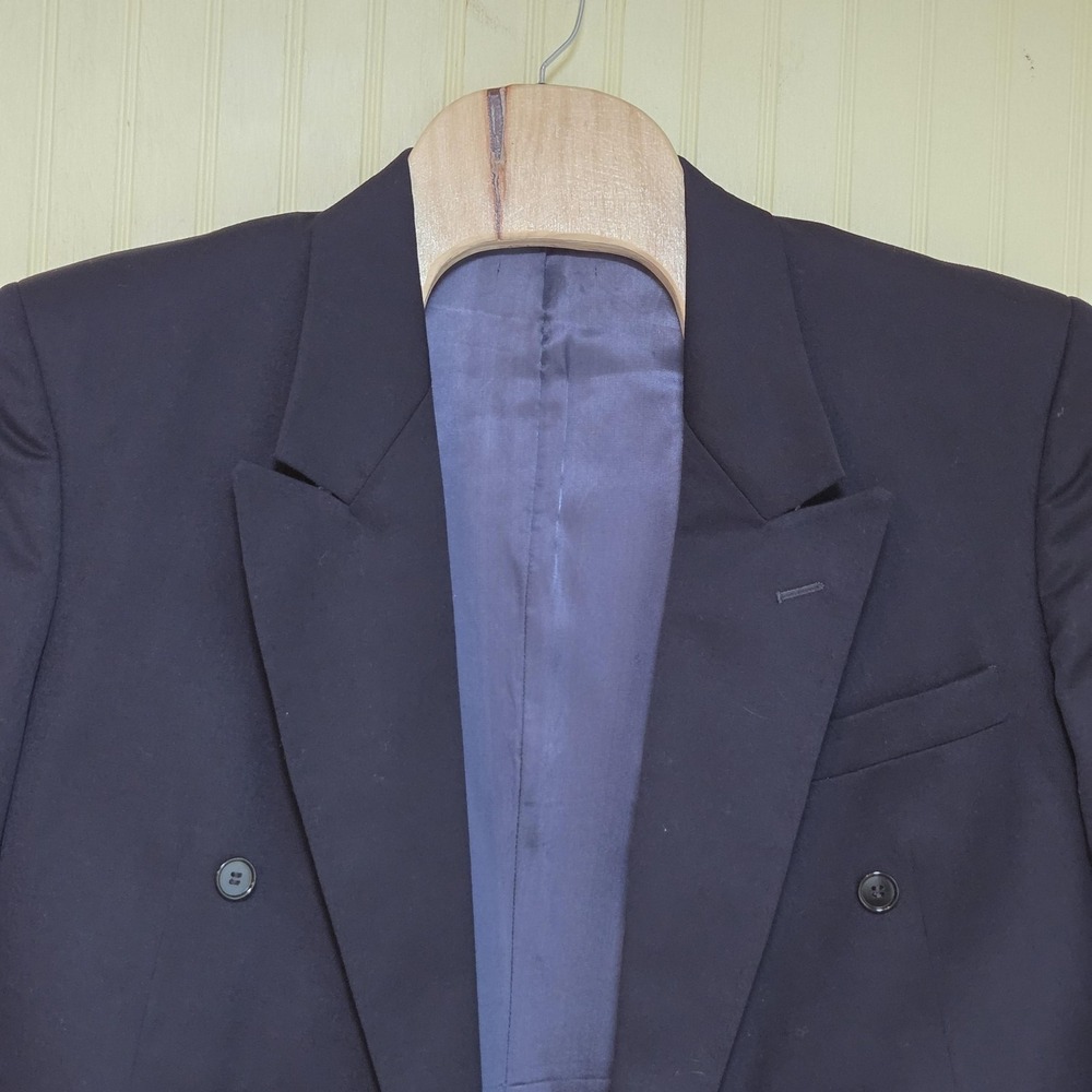 Paul Rodon Suit Jacket Blazer Mens 42 Blue Wool‎ Double Breasted Peak Lapel